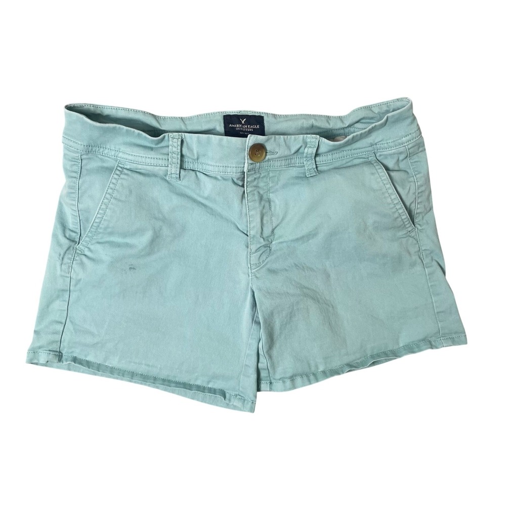 American‎ Eagle Midi Shorts Womens 6 Teal Stretch Chino Coastal Casual Summer